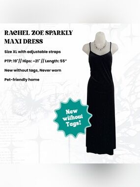 Rachel Zoe Black Maxi Sparkly Dress